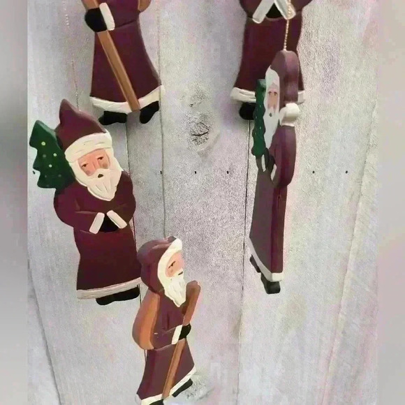 Vintage Wooden Christmas Windchimes Santa Clause Christmas Decor Fabri-Centers - Picture 3 of 9